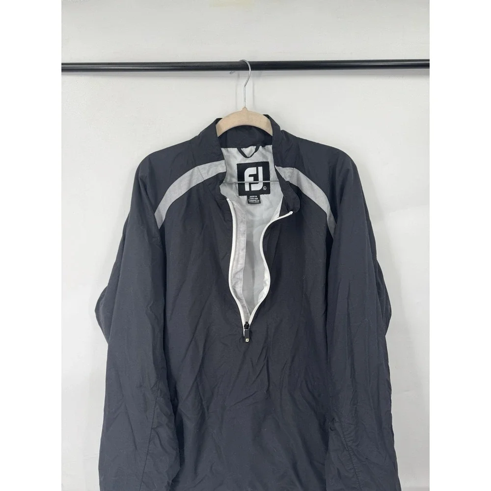 Footjoy Golfing Jacket Men Large Black Outdoor Preppy Sporty Pickleball Athletic